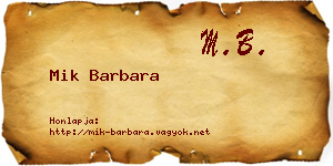 Mik Barbara névjegykártya